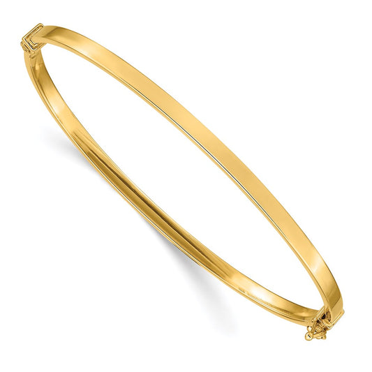 Polished Hinged Bangle Bracelet 7" - Yellow Gold