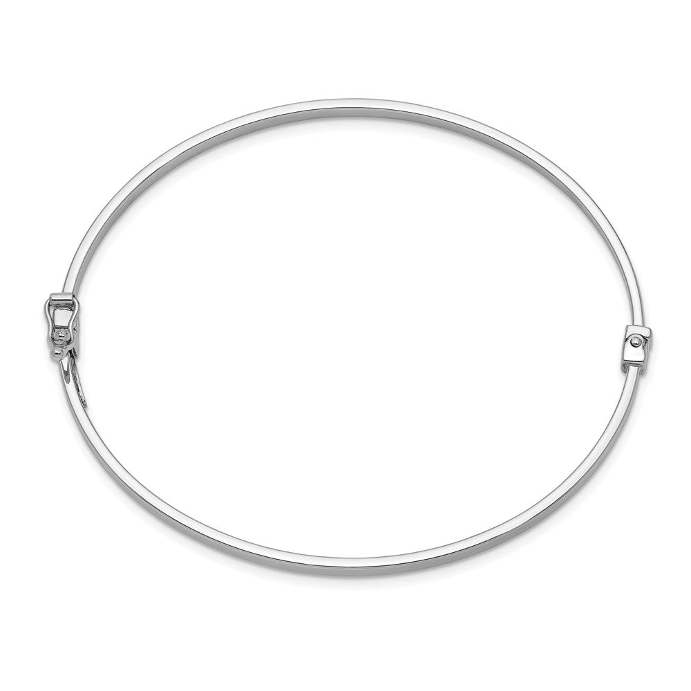 Polished Hinged Bangle Bracelet 7" - White Gold
