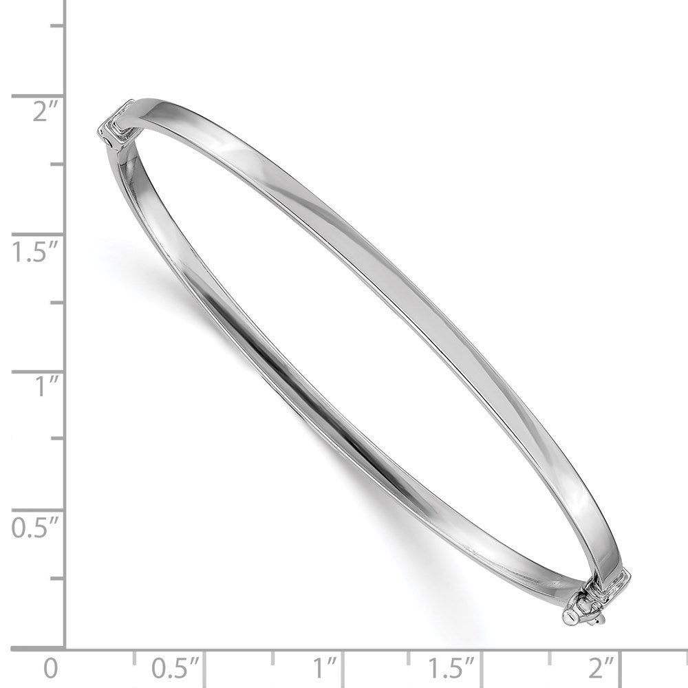 Polished Hinged Bangle Bracelet 7" - White Gold