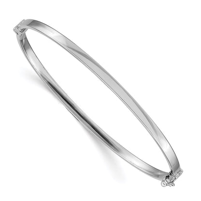 Polished Hinged Bangle Bracelet 7" - White Gold