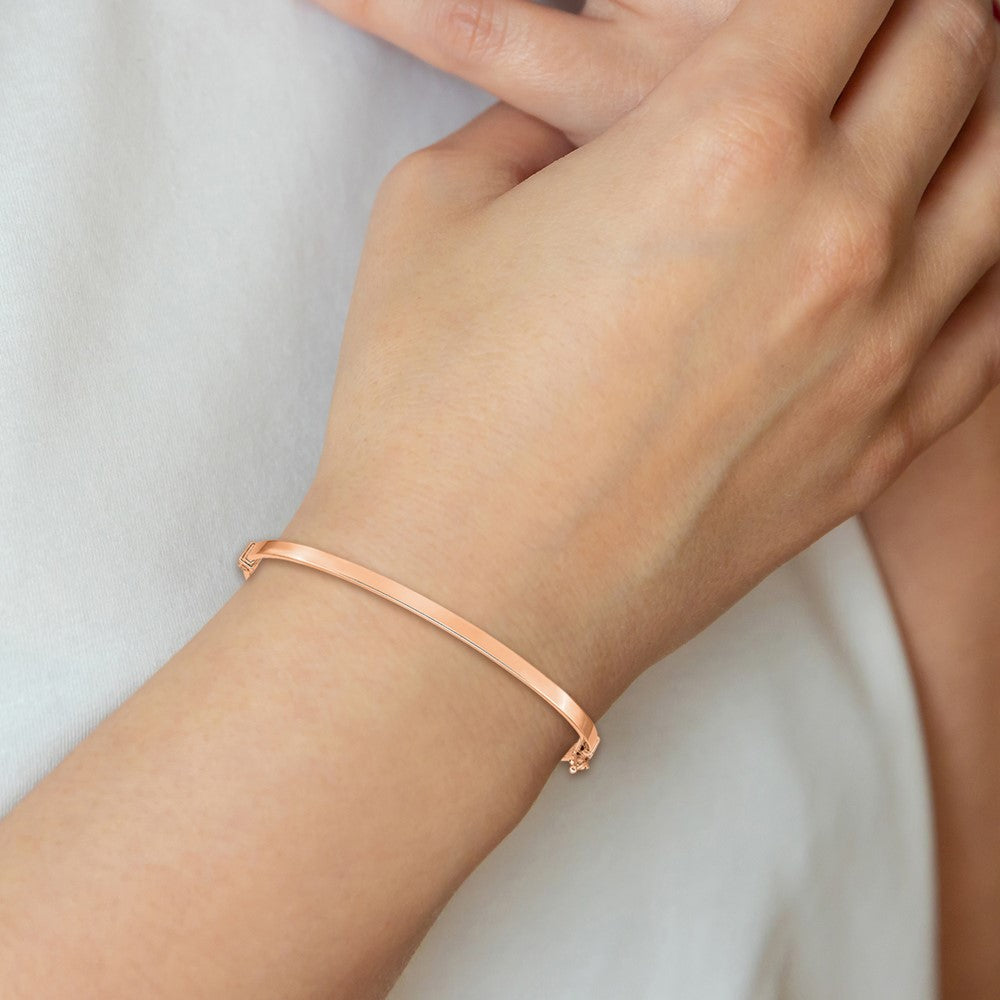 Polished Hinged Bangle Bracelet 7" - Rose Gold