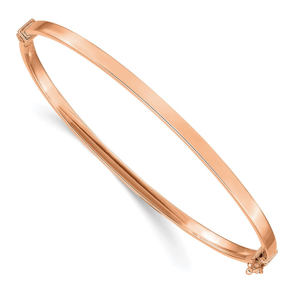 Polished Hinged Bangle Bracelet 7" - Rose Gold