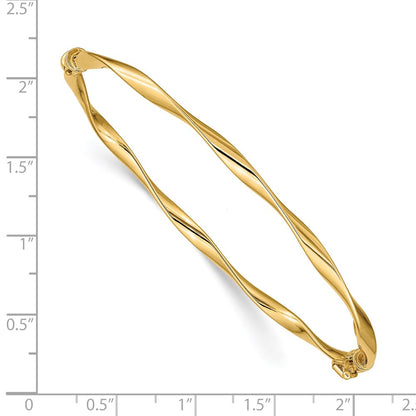 Polished Twisted Hinged Bangle Bracelet 7" - 3.36g