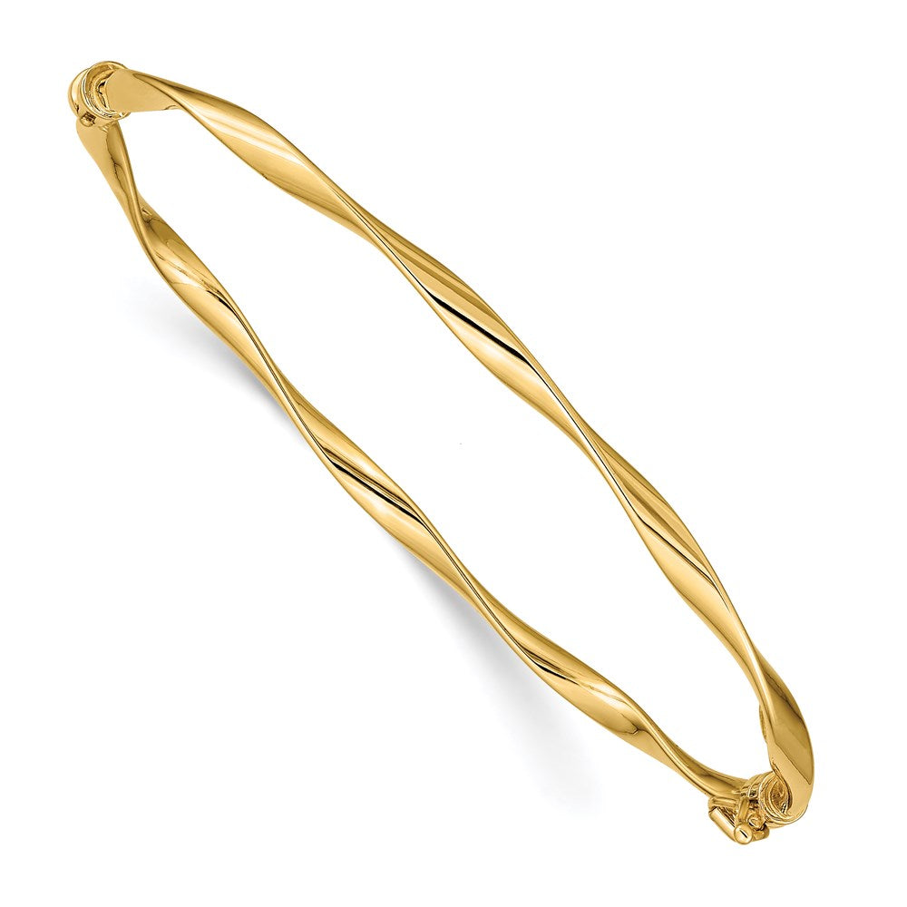 Polished Twisted Hinged Bangle Bracelet 7" - 3.36g
