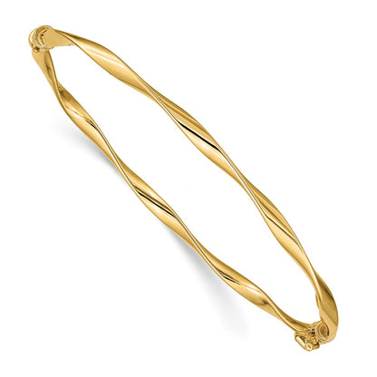 Polished Twisted Hinged Bangle Bracelet 7" - 3.36g