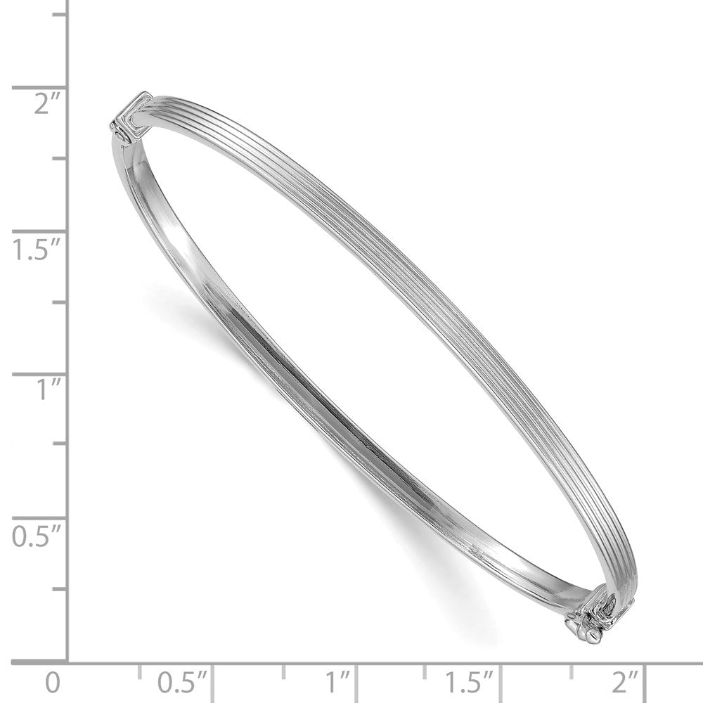 Polished Textured Hinged Bangle Bracelet 7"