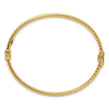 Polished and Textured Hinged Bangle Bracelet