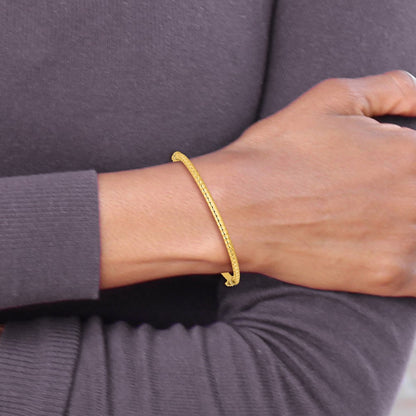 Polished and Textured Hinged Bangle Bracelet