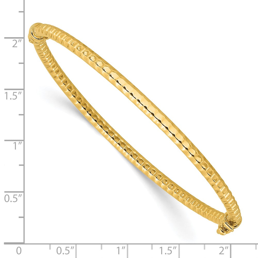Polished and Textured Hinged Bangle Bracelet