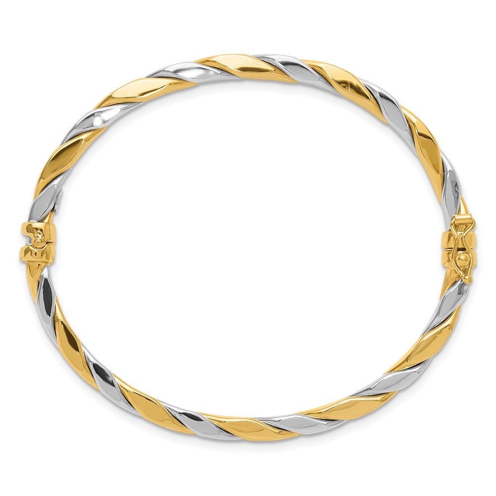 Polished and Twisted Hinged Bangle Bracelet