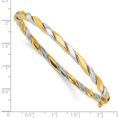Polished and Twisted Hinged Bangle Bracelet