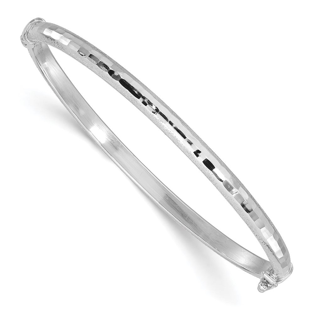 Diamond-cut and Laser-cut Hinged Bangle Bracelet