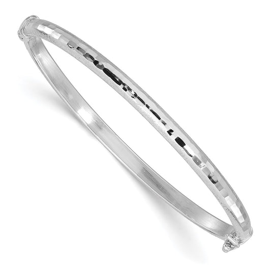 Diamond-cut and Laser-cut Hinged Bangle Bracelet