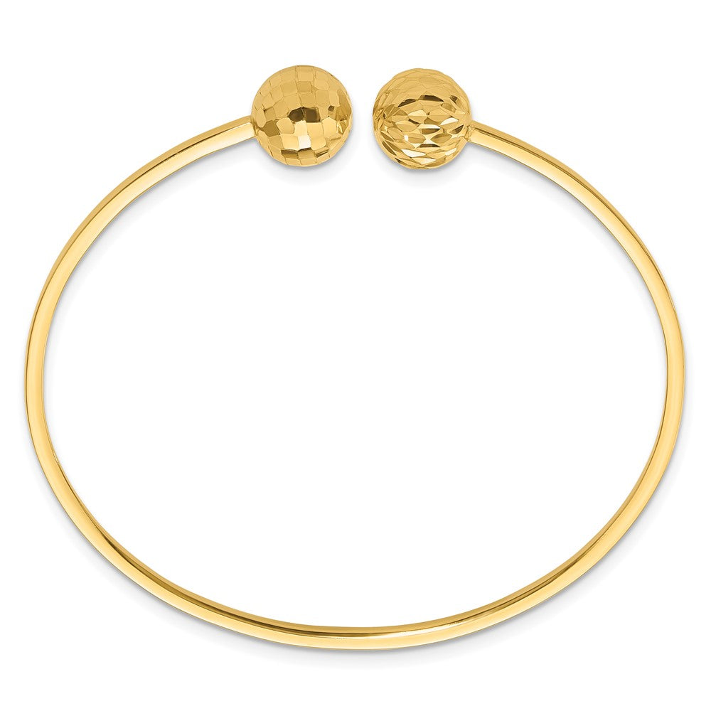 Polished and Diamond Cut Ball Flexible Cuff Bangle Bracelet
