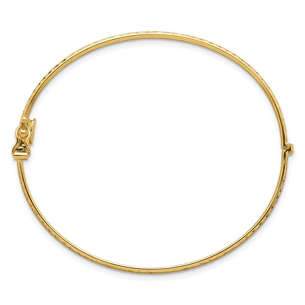 Polished Diamond-cut Textured Hinged 5.25mm Bangle Bracelet