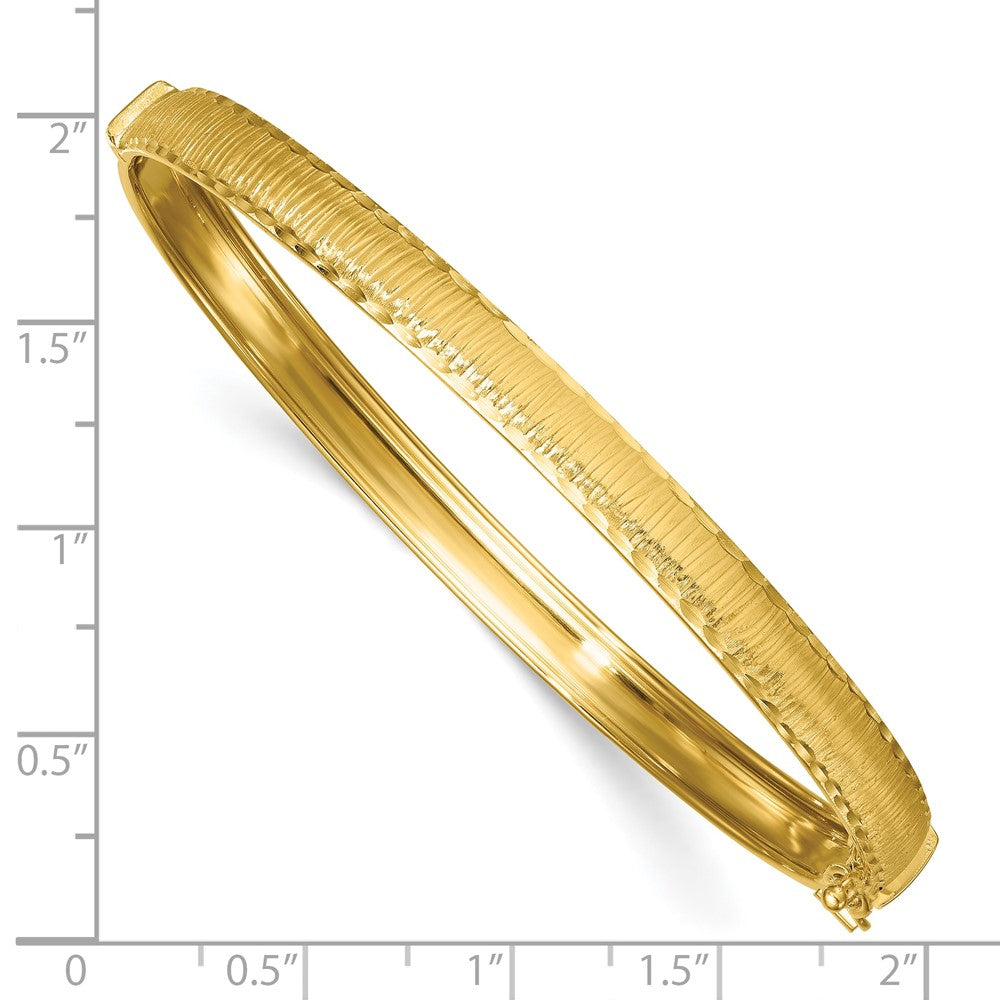 Polished Diamond-cut Textured Hinged 5.25mm Bangle Bracelet