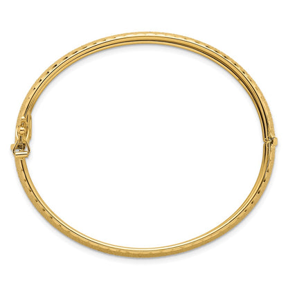 Polished Diamond-cut Textured Hinged 11.75mm Bangle Bracelet