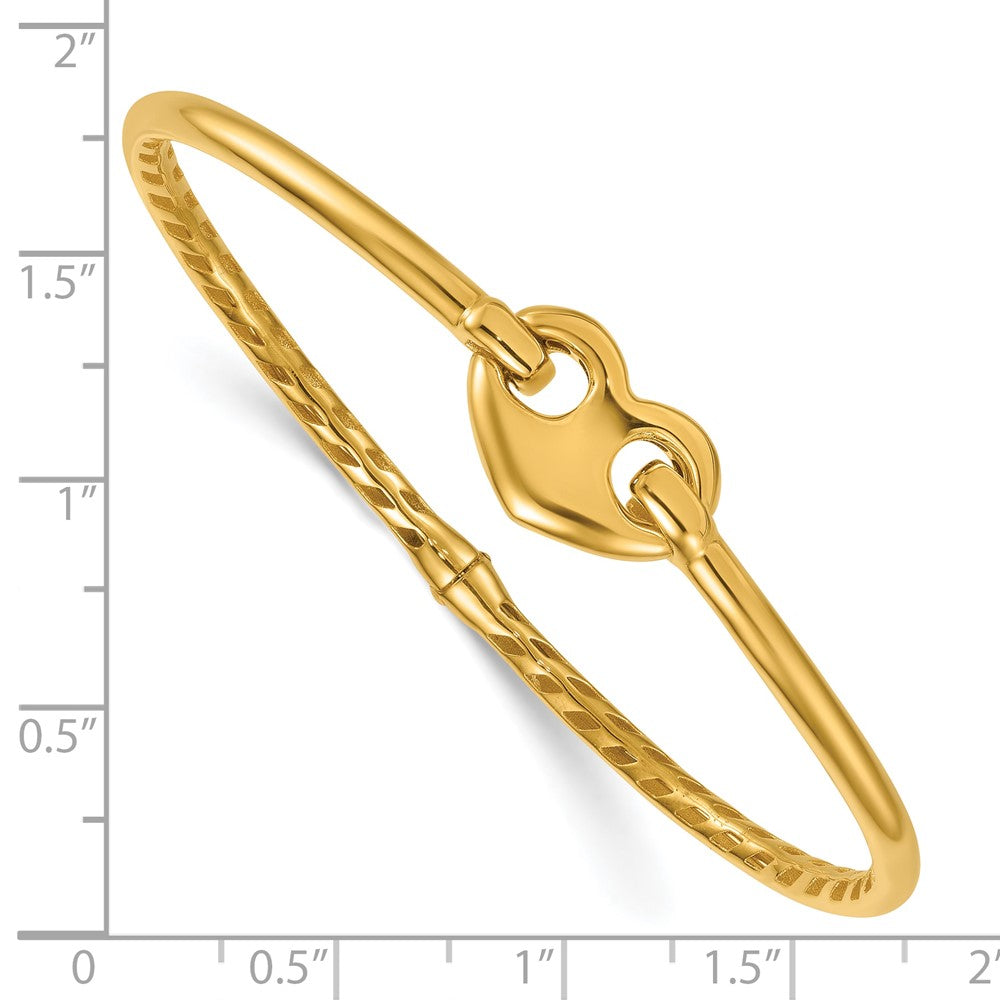 Polished Heart Hinged Bangle Bracelet
