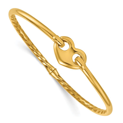 Polished Heart Hinged Bangle Bracelet