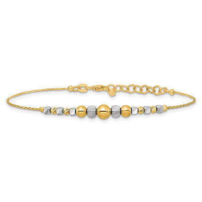 Polished Diamond-cut Beaded w/1in ext. Bracelet - 5mm