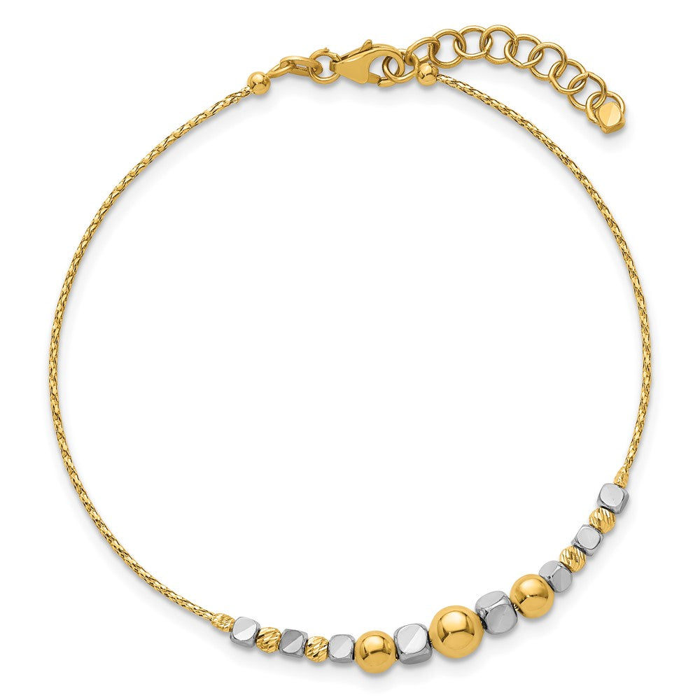 Polished Diamond-cut Beaded w/1in ext. Bracelet - 5mm