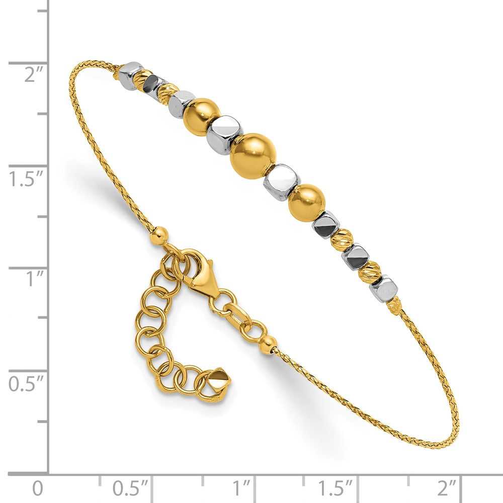Polished Diamond-cut Beaded w/1in ext. Bracelet - 5mm