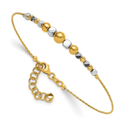 Polished Diamond-cut Beaded w/1in ext. Bracelet - 5mm