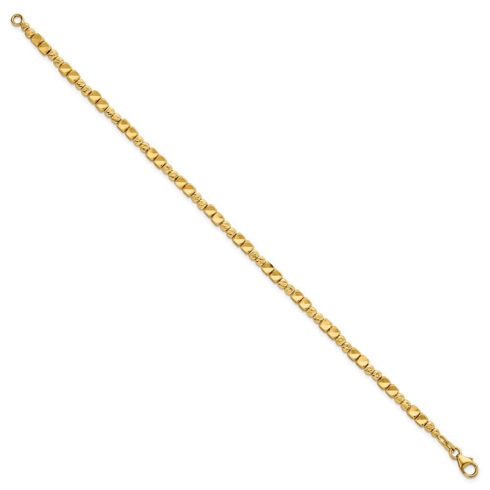 Polished Diamond-cut and Beaded Bracelet 7"