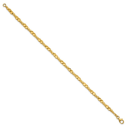 Polished Diamond-cut and Beaded Bracelet 7"