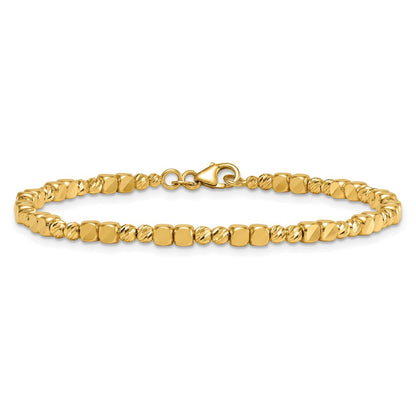 Polished Diamond-cut and Beaded Bracelet 7"