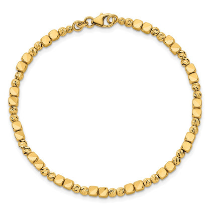 Polished Diamond-cut and Beaded Bracelet 7"