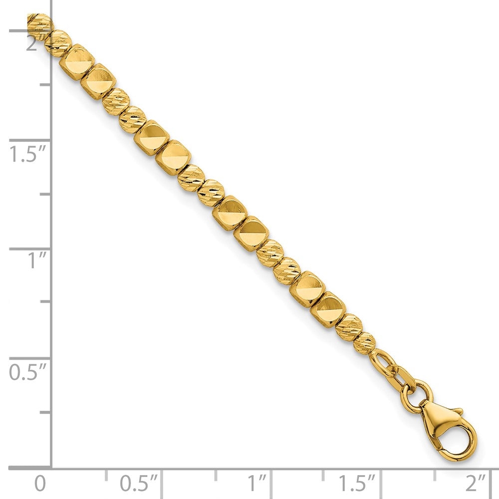 Polished Diamond-cut and Beaded Bracelet 7"