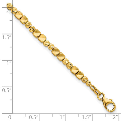 Polished Diamond-cut and Beaded Bracelet 7"