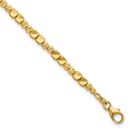 Polished Diamond-cut and Beaded Bracelet 7"