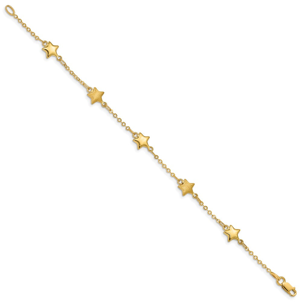Brushed & Polished Stars Bracelet 7"
