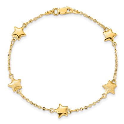 Brushed & Polished Stars Bracelet 7"