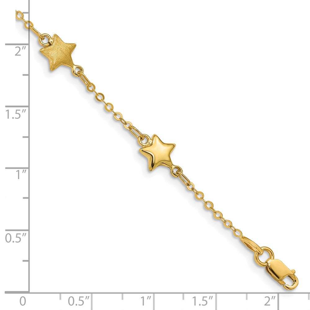 Brushed & Polished Stars Bracelet 7"