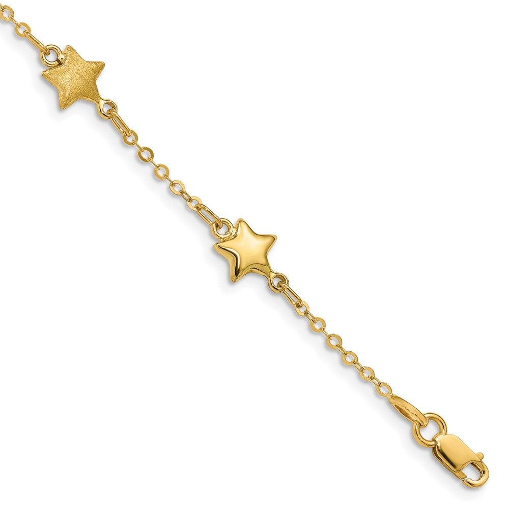 Brushed & Polished Stars Bracelet 7"