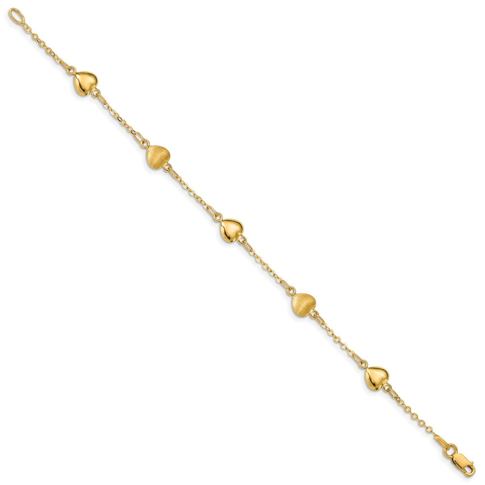 Brushed & Polished Hearts Bracelet 7"