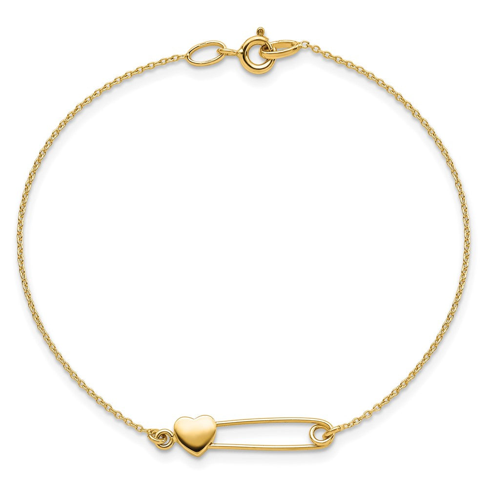 Safety Pin with Heart Bracelet 7"