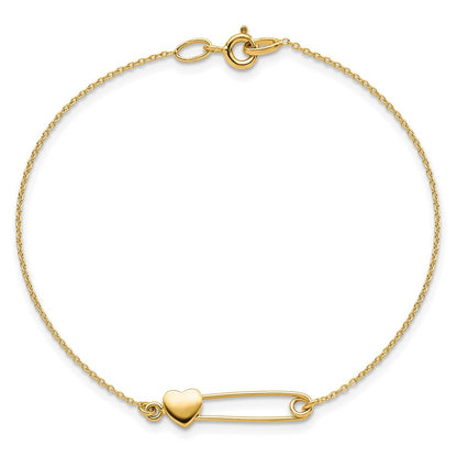 Safety Pin with Heart Bracelet 7"