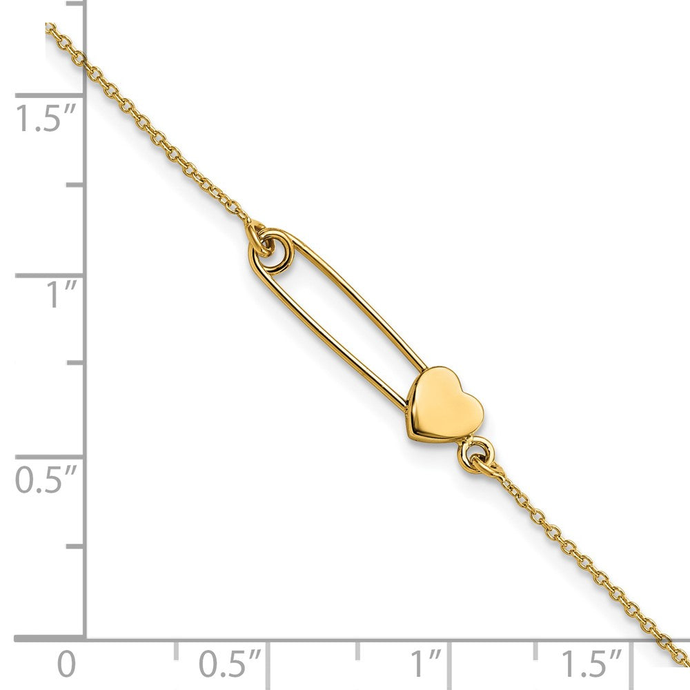 Safety Pin with Heart Bracelet 7"