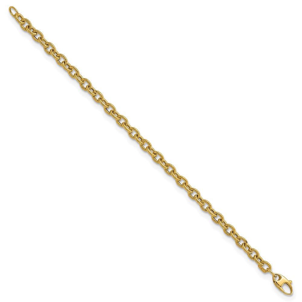 Polished and Textured Cable Link Bracelet 7.5"