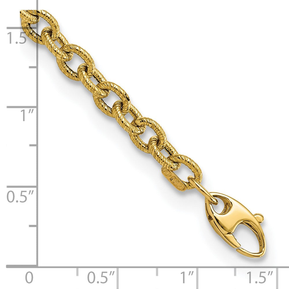 Polished and Textured Cable Link Bracelet 7.5"