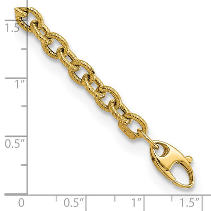 Polished and Textured Cable Link Bracelet 7.5"