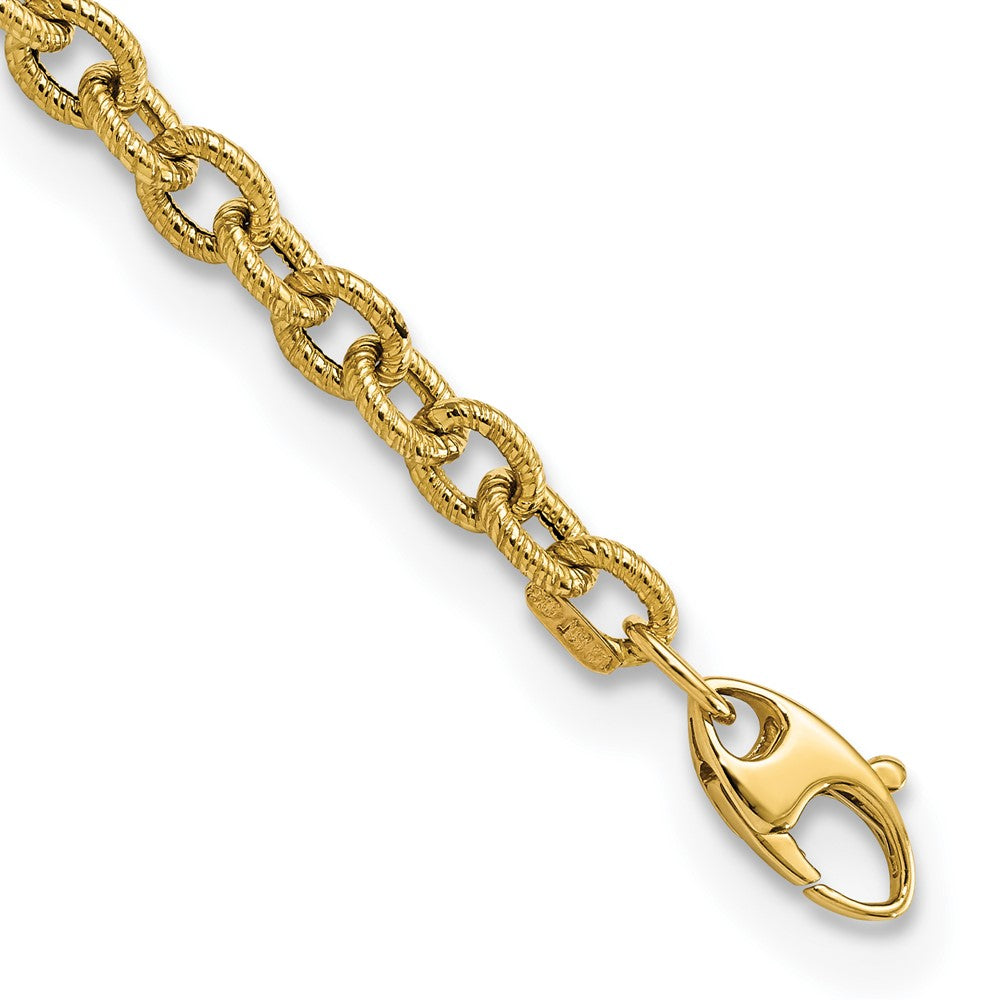 Polished and Textured Cable Link Bracelet 7.5"