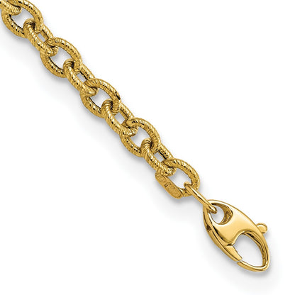 Polished and Textured Cable Link Bracelet 7.5"