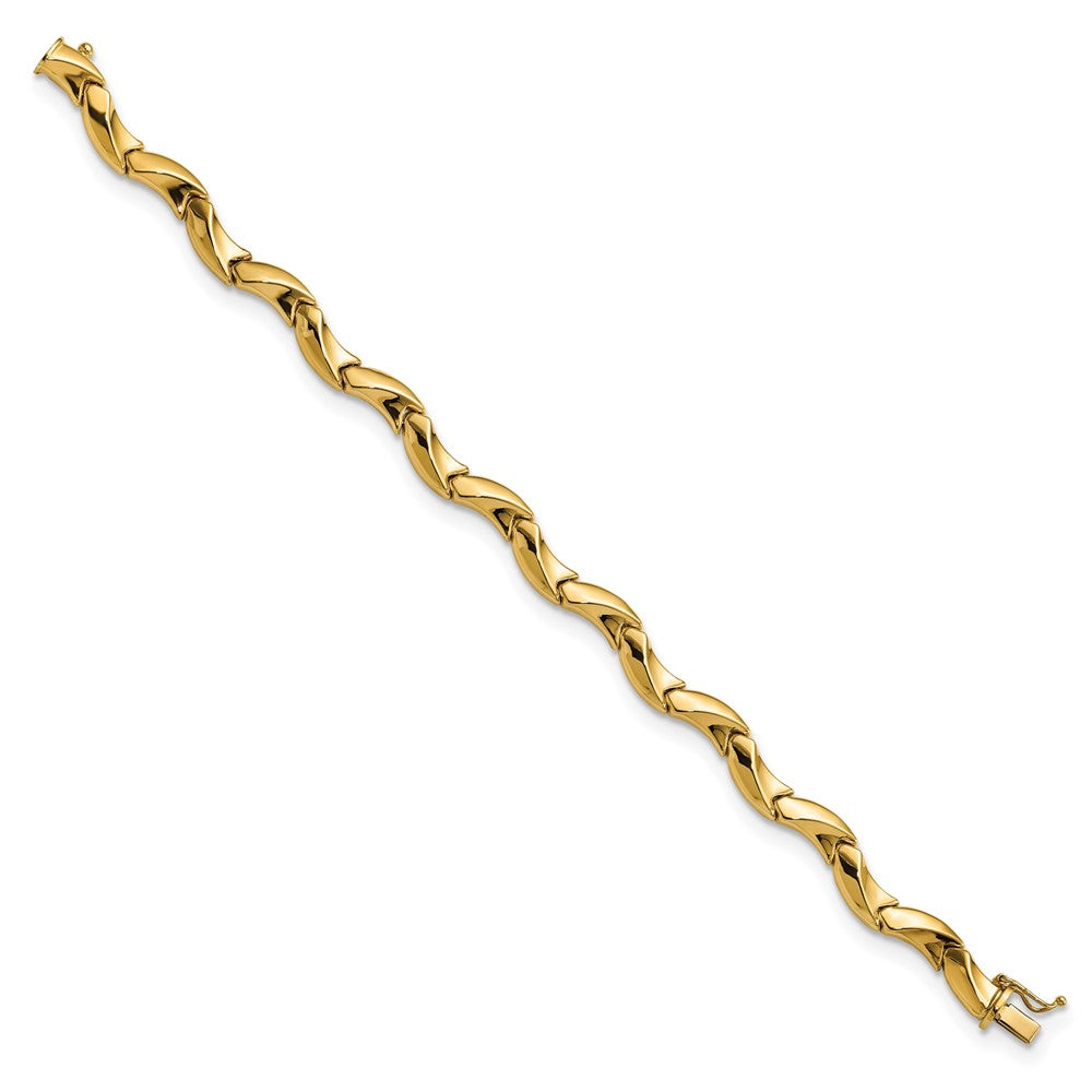 Polished Fancy Wavy Link Bracelet 7.5"