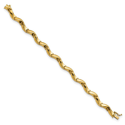 Polished Fancy Wavy Link Bracelet 7.5"