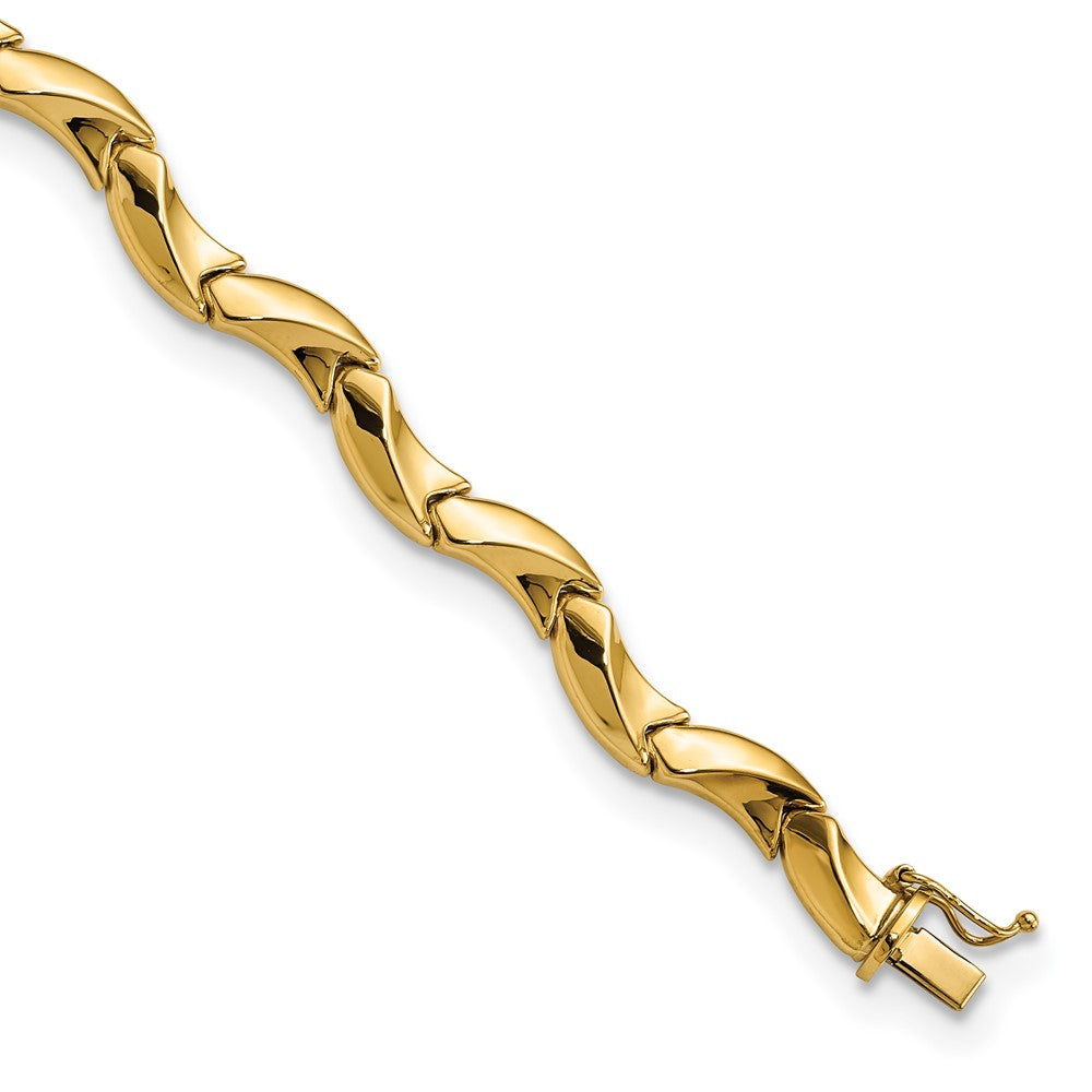 Polished Fancy Wavy Link Bracelet 7.5"